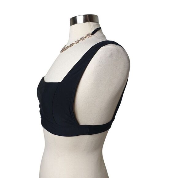 Forever 21 Juniors Black Crop Top Cami L Square Neck Lightly-lined Sportswear - Picture 2 of 4